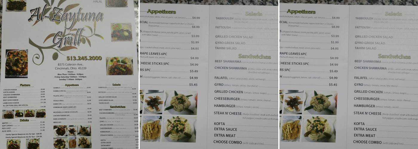 Tyme Out Menu