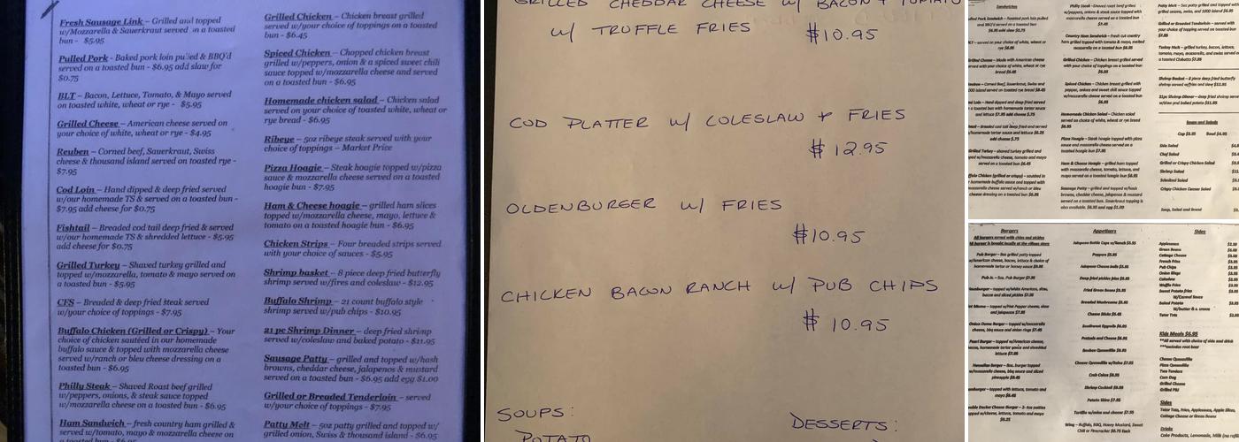 Pearl Street Pub Menu