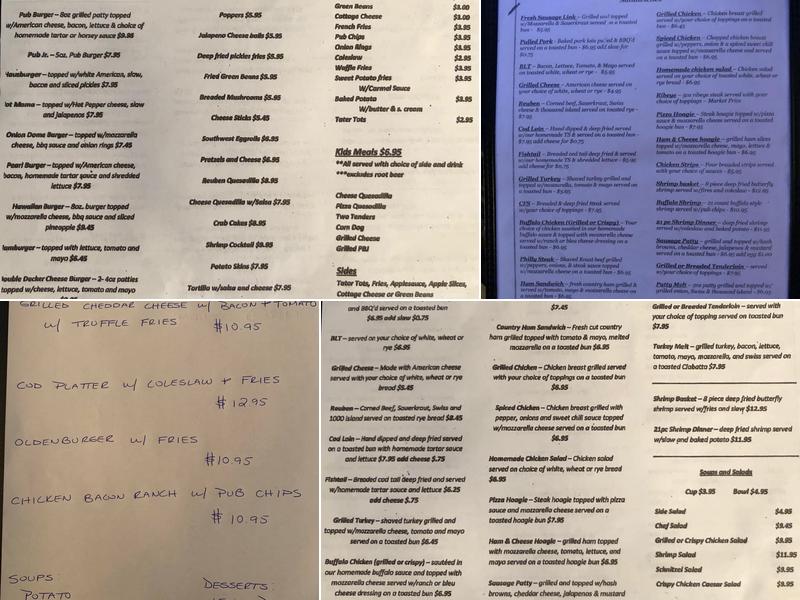 Pearl Street Pub Menu