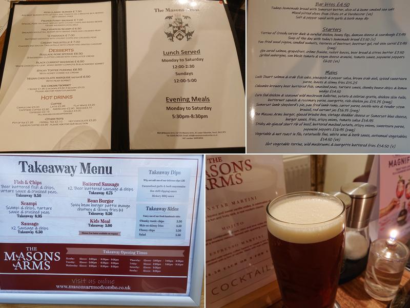 The Masons Arms Menu