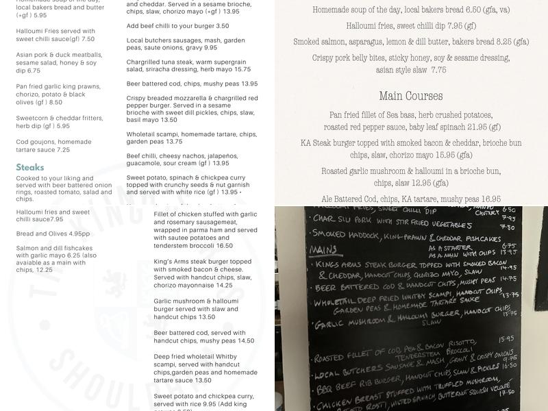 King’s Arms Shouldham Menu