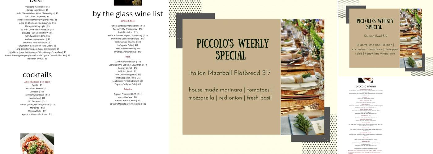Piccolo Wine Room Menu