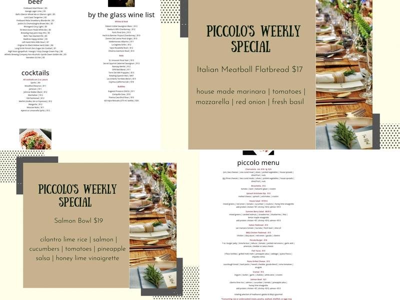 Piccolo Wine Room Menu