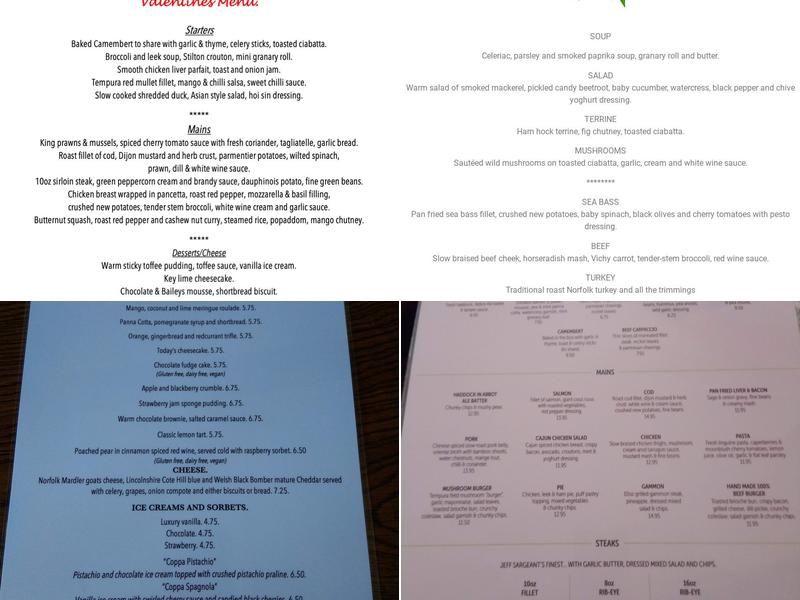 Hare Arms Stow Bardolph Menu