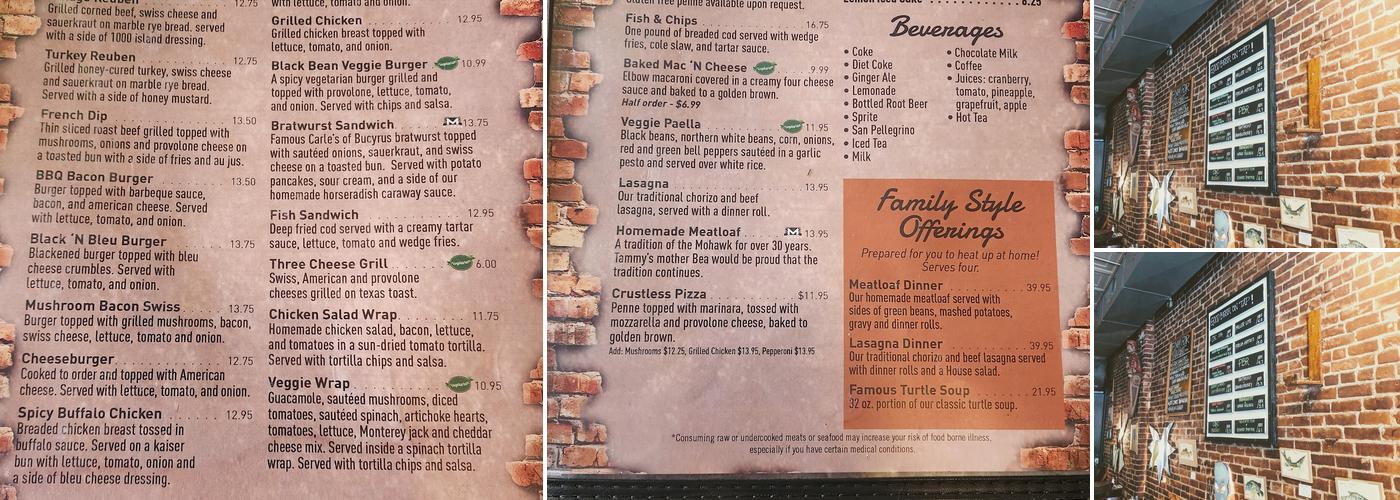 The Old Mohawk Menu