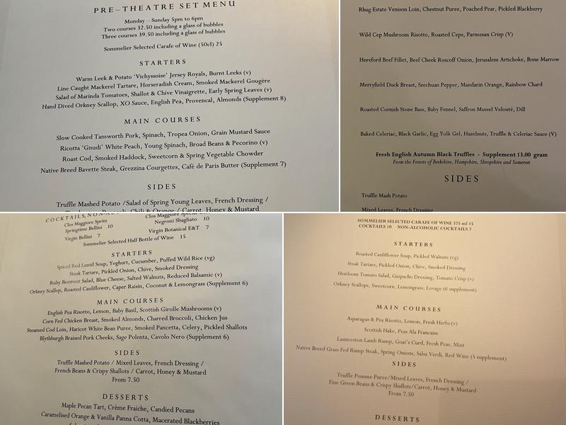 Clos Maggiore Menu