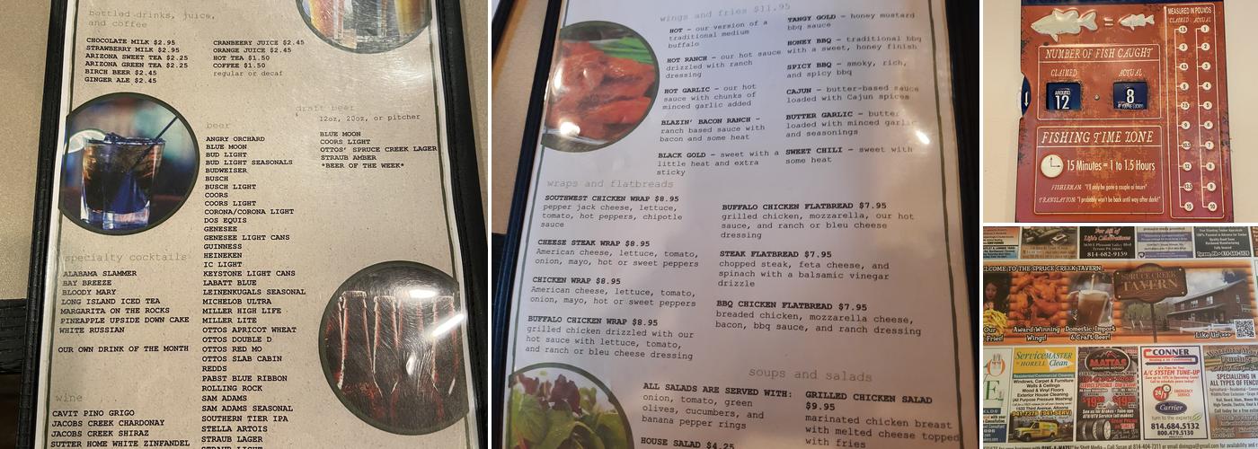 Spruce Creek Tavern Menu