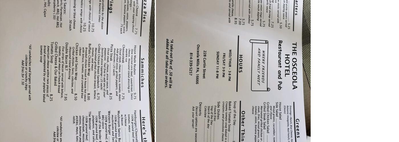 Bucky's Tavern Menu