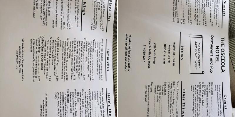 Bucky's Tavern Menu