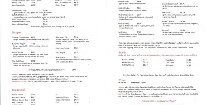 Sunshine Menu