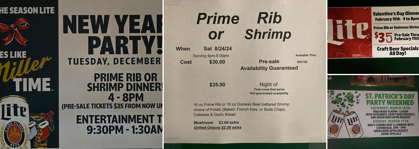 Bud's Pub Menu