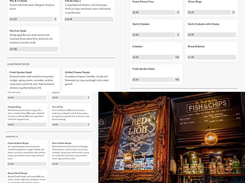 Red Lion Menu