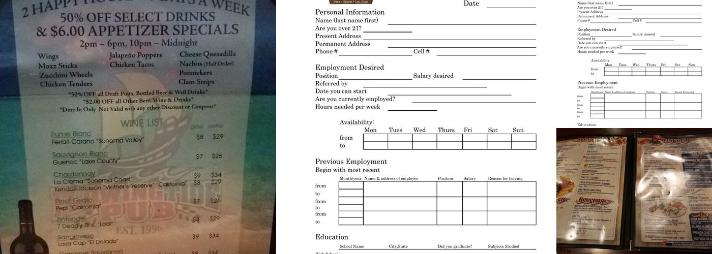 Flowing Tide Pub 5 Menu