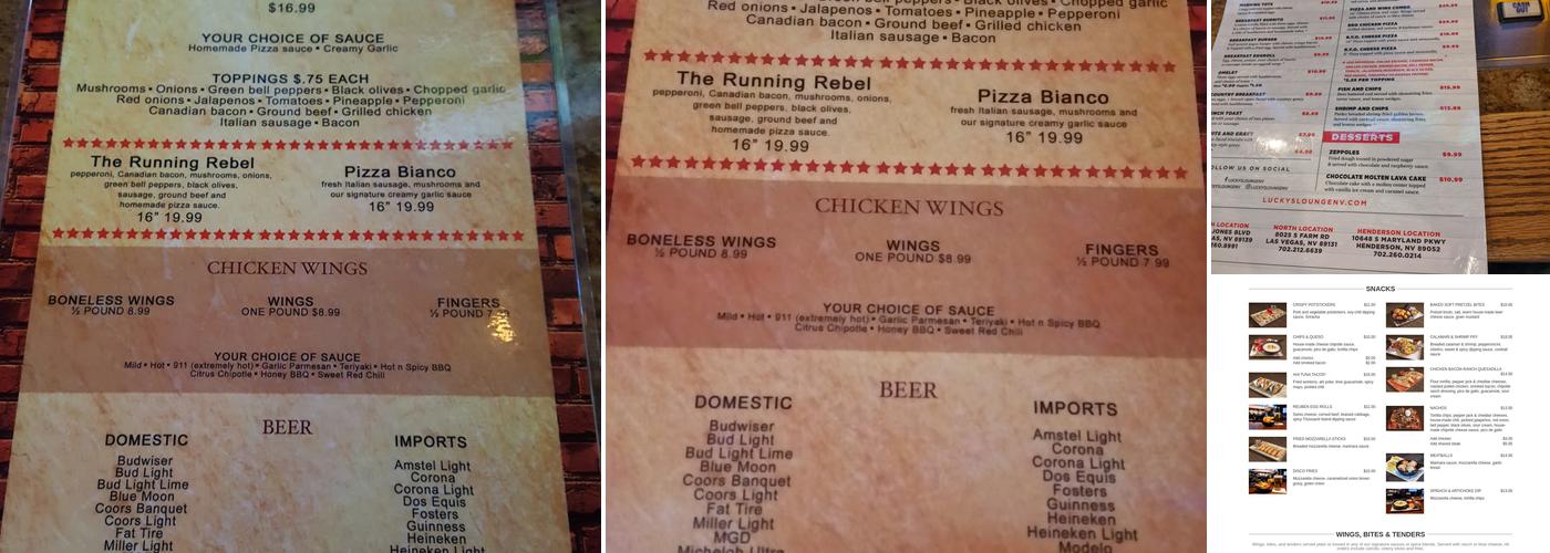 Lucky's Menu