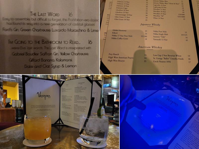 Vesper Bar Menu