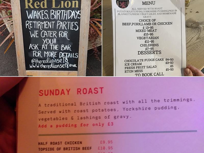 The Red Lion Menu