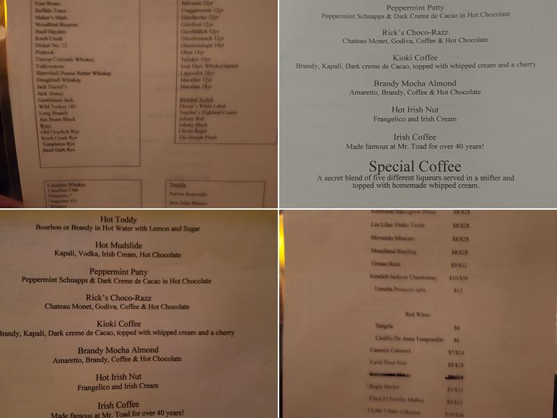 Mr. Toad Menu