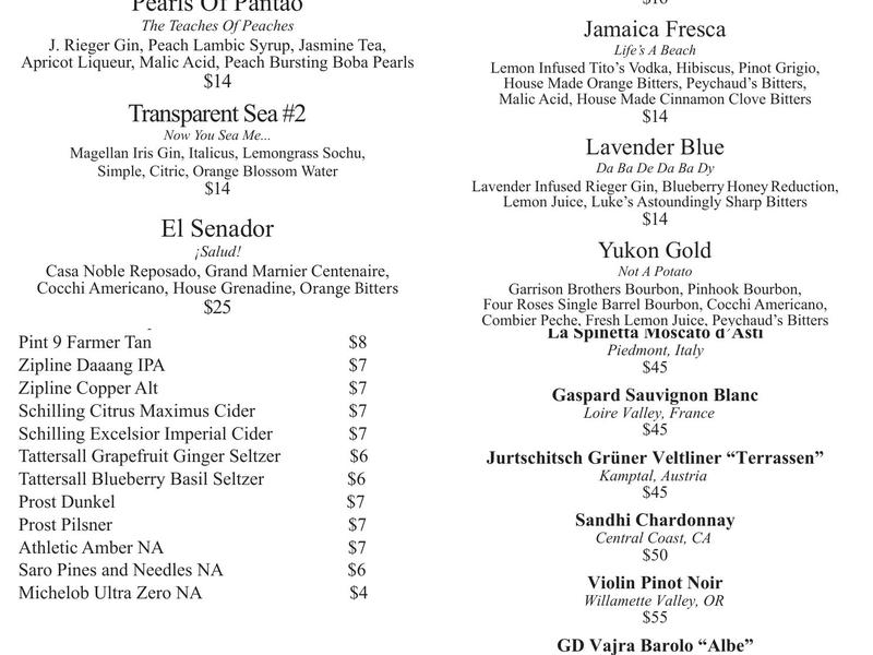 The Berry & Rye Menu