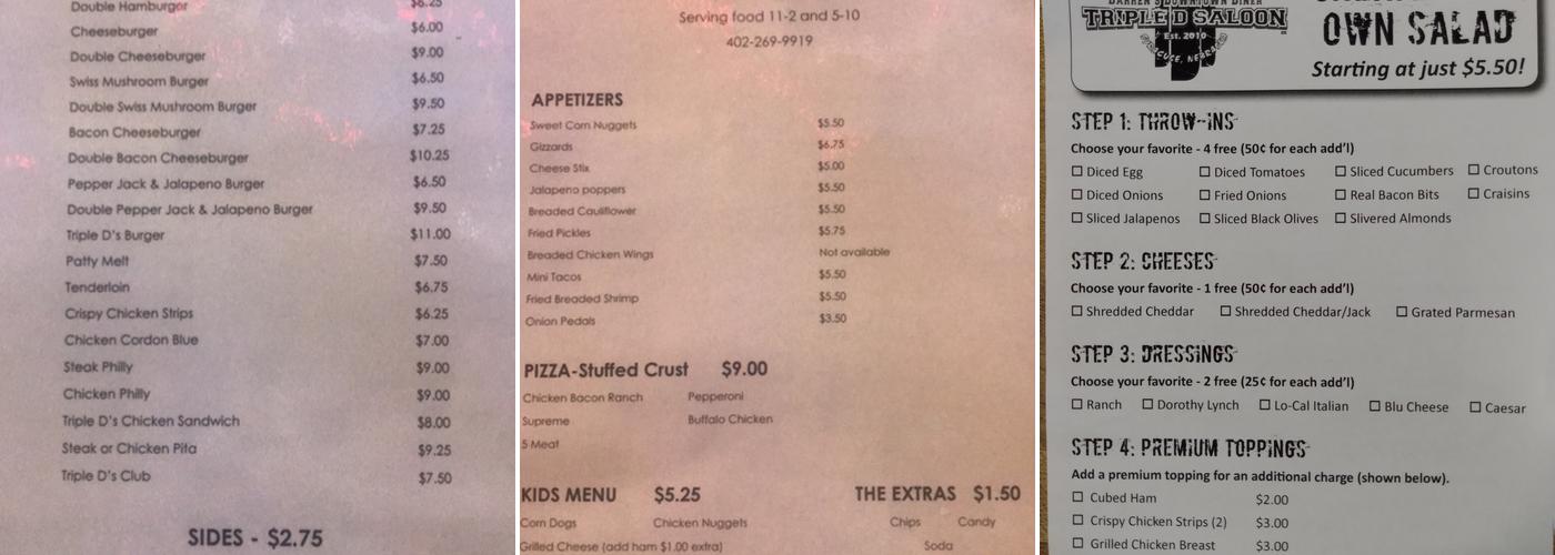 Triple D Menu