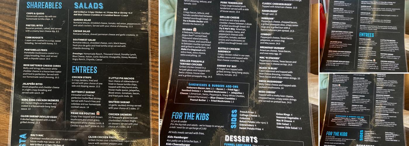 Mal's Bar & Grill Menu