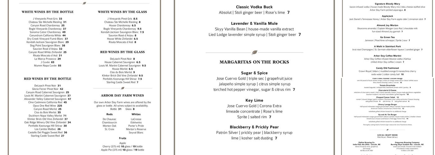 Library Lounge Menu