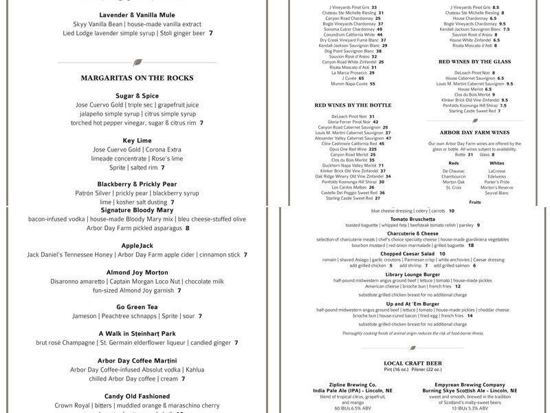 Library Lounge Menu
