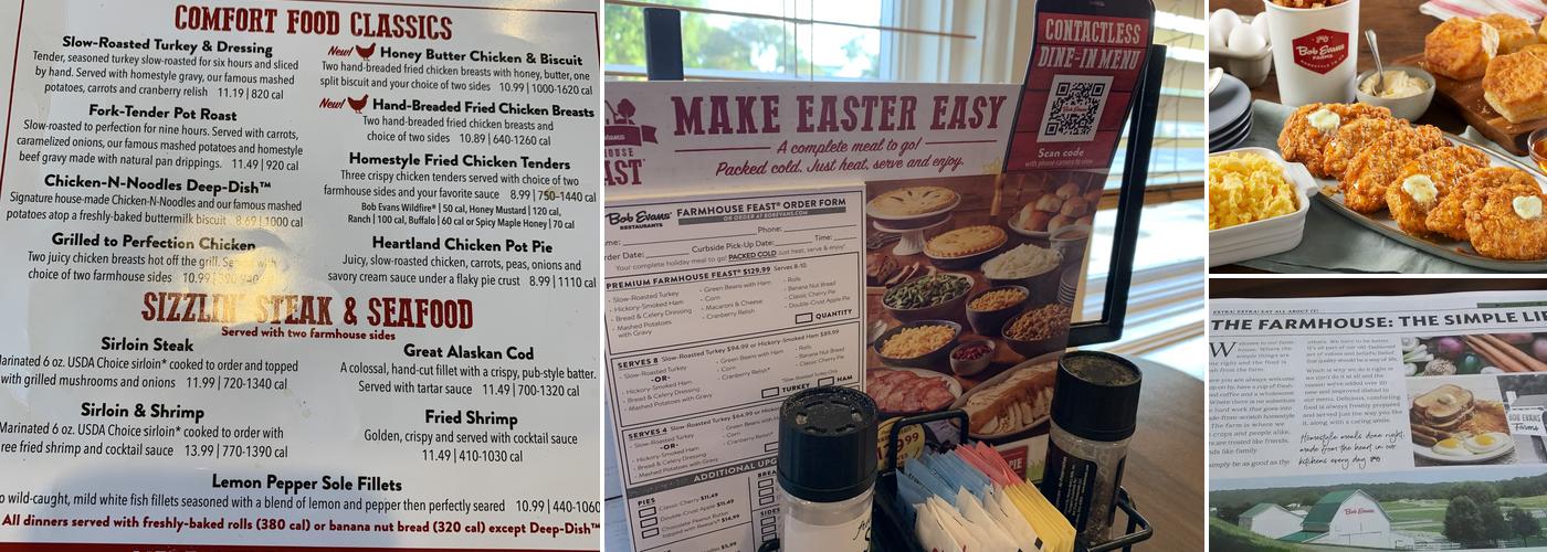 Bob Evans Menu