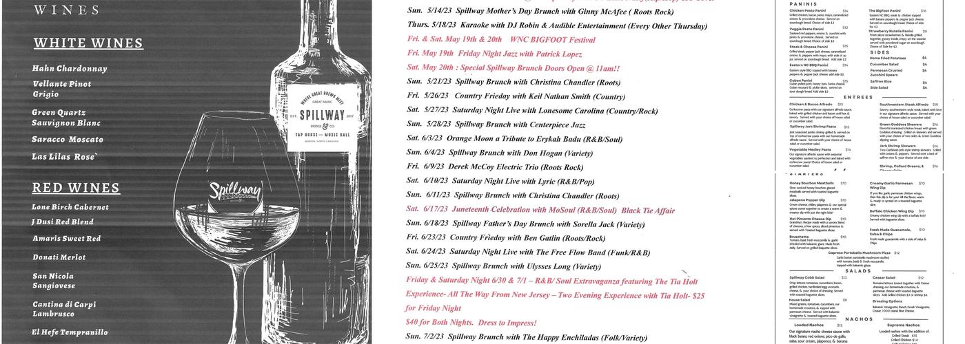 Spillway Bridge & Co. Menu