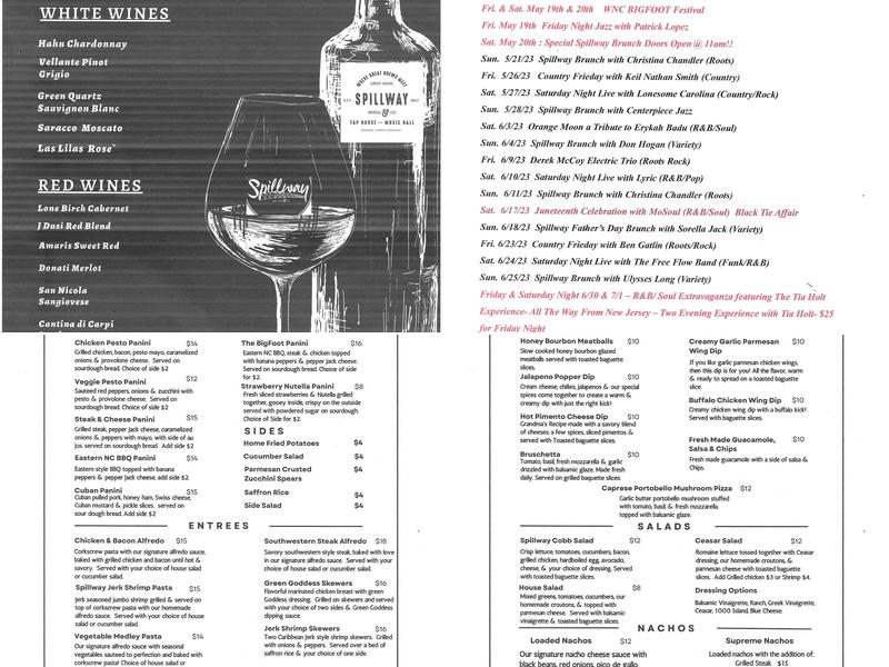 Spillway Bridge & Co. Menu