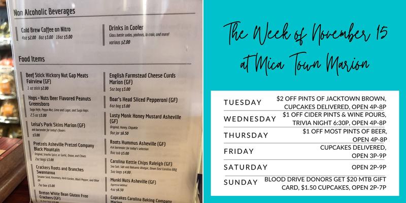 Mica Town Brewing Company Menu