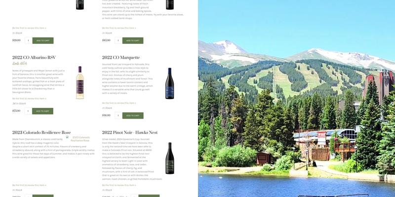 Continental Divide Winery Menu