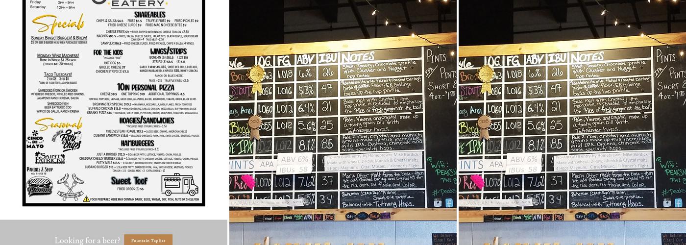Peaks N Pines Brewery - Tutt Blvd Menu