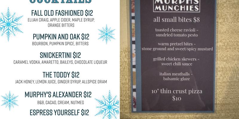 Murphy's Tavern Menu