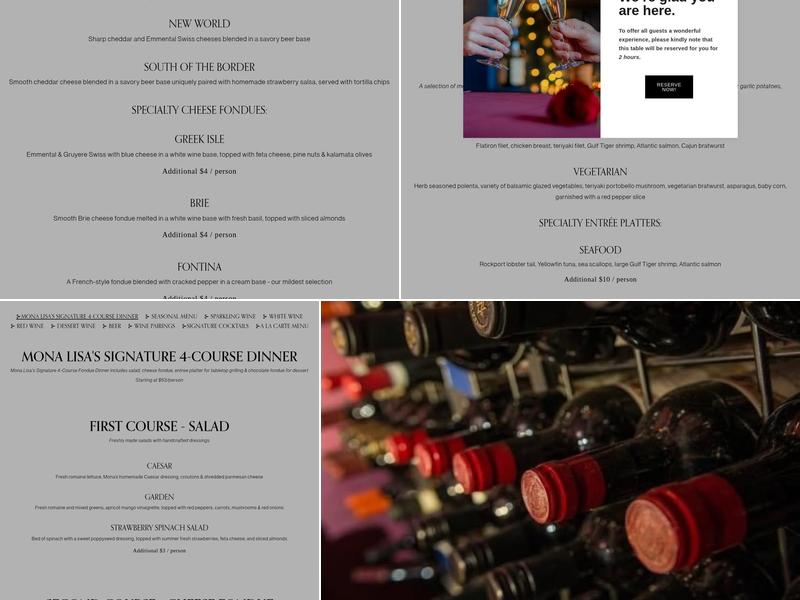Mona's Cellar Menu