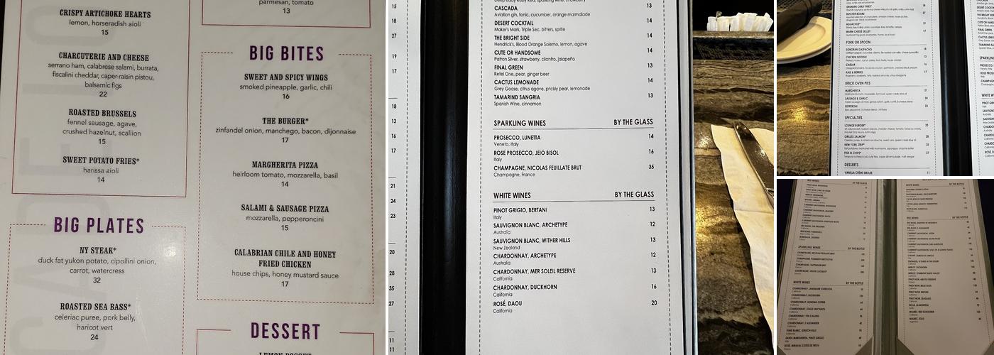 Cascade at Loews Ventana Canyon Menu