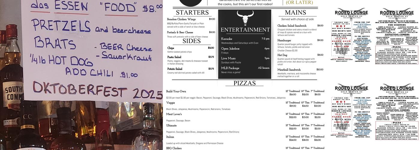 Rodeo Lounge Menu