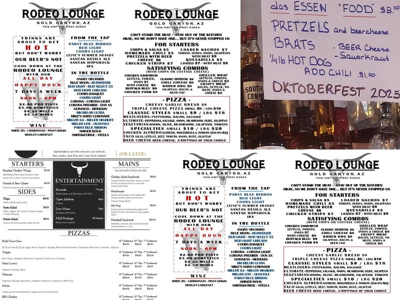 Rodeo Lounge Menu