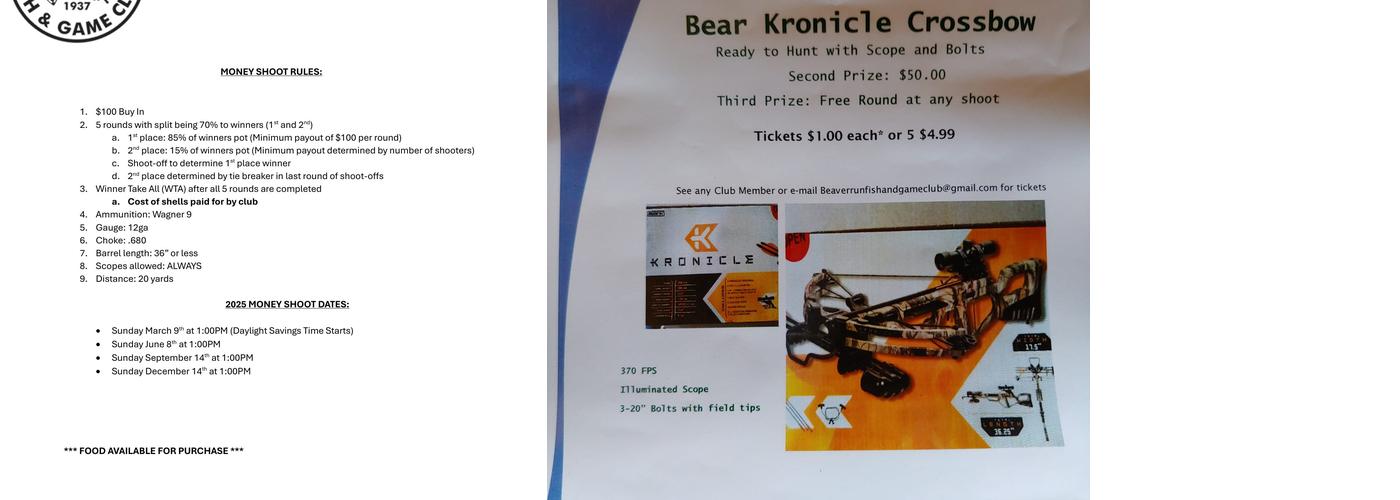 Beaver Run Fish & Game Club Menu