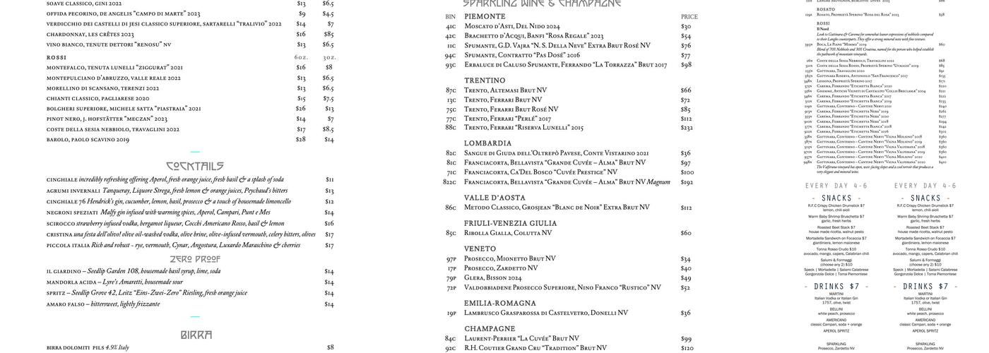 Cinghiale Menu
