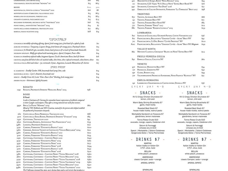 Cinghiale Menu