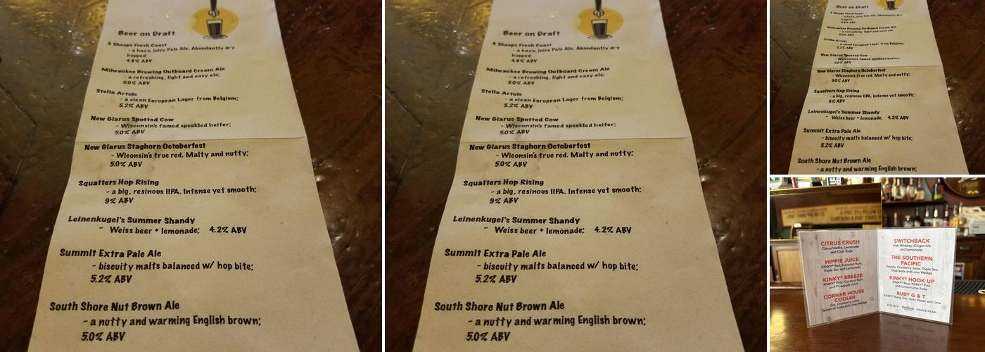 Corner House Pub Menu