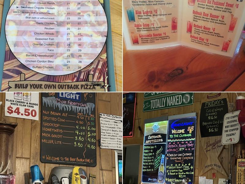 Outback Bar and Pizza Menu