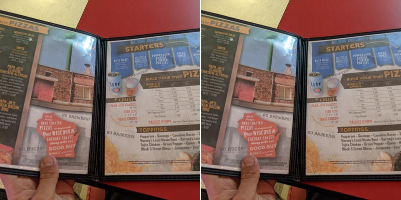 Porky's Menu