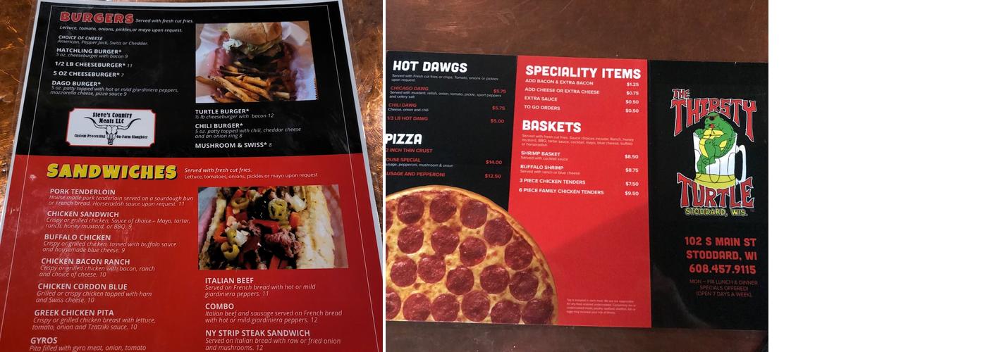Thirsty Turtle Menu