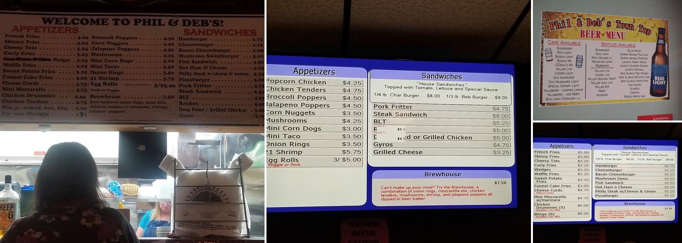 Phil & Deb's Town Tap Menu