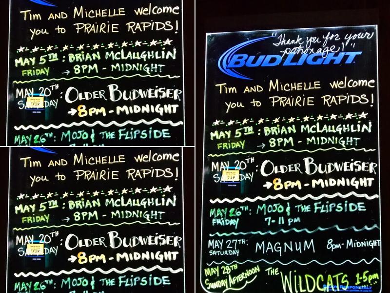 Prairie Rapids Tavern Menu