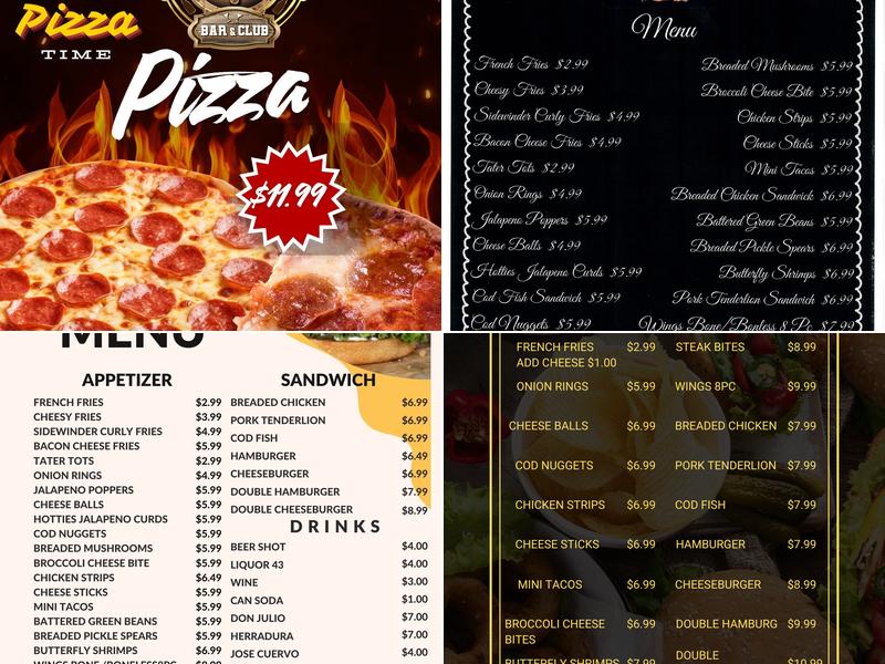 Whiskey Bar & Club Menu