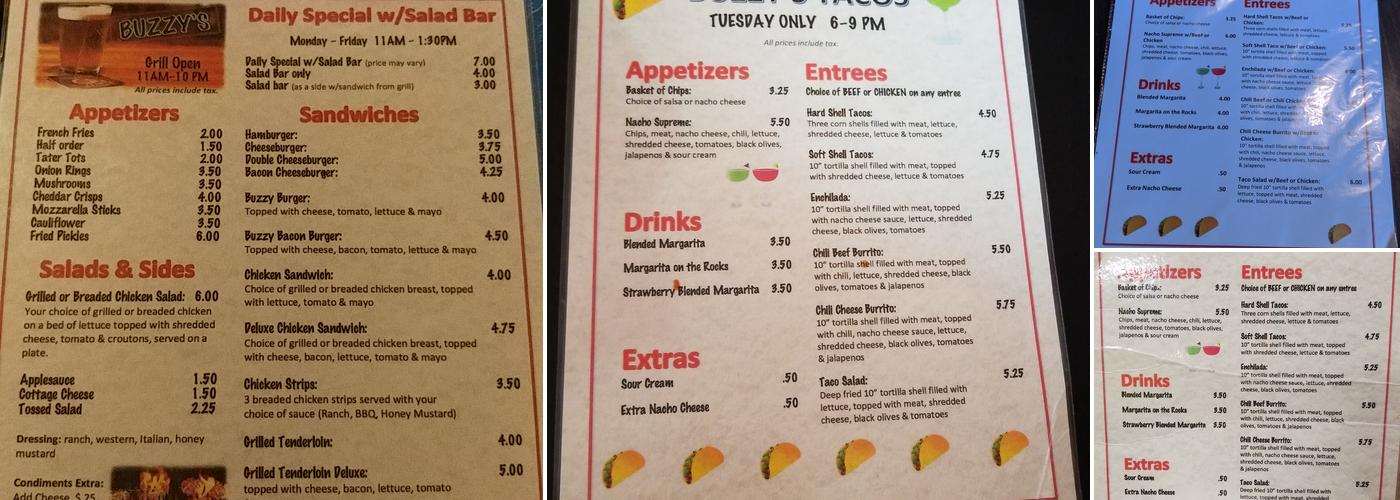 Buzzy's Menu
