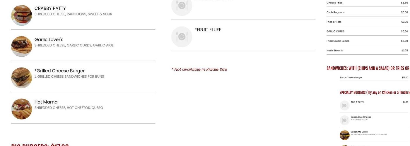 Dad's Place Bar & Grill Menu