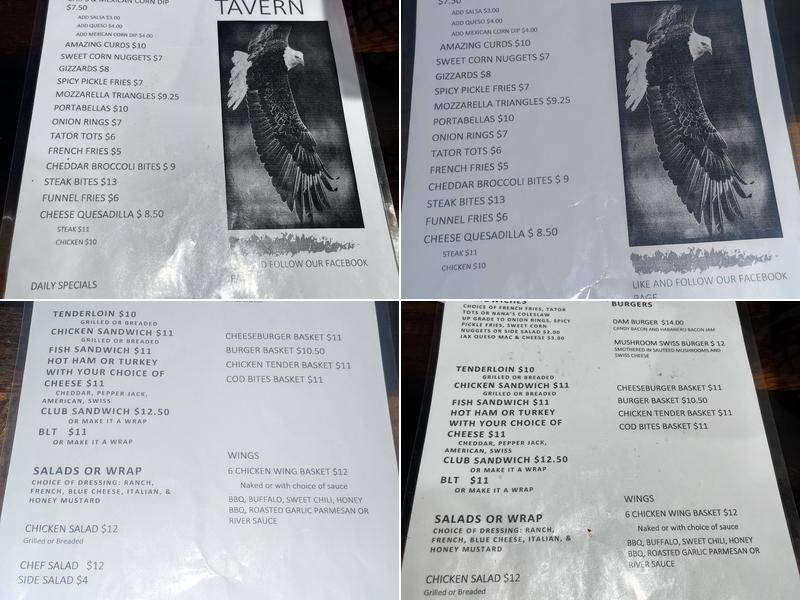 The Shack Tavern Menu